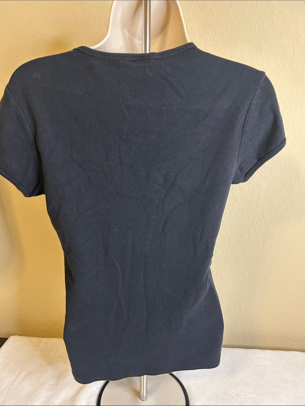 Women's V-Neck Black Tee with Rhinestone “Wine Diva” Script - Picture 2 of 5